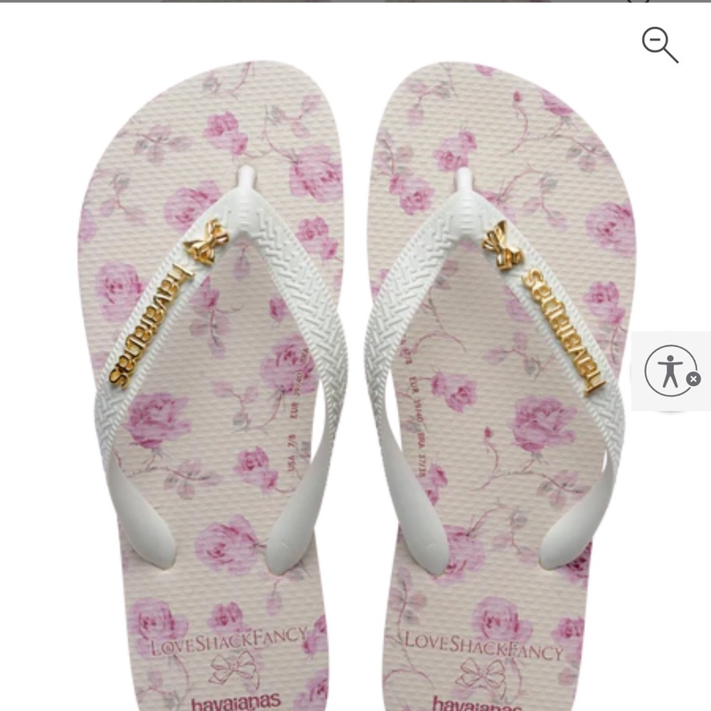 Havaianas White and Pink Floral Flip Flops